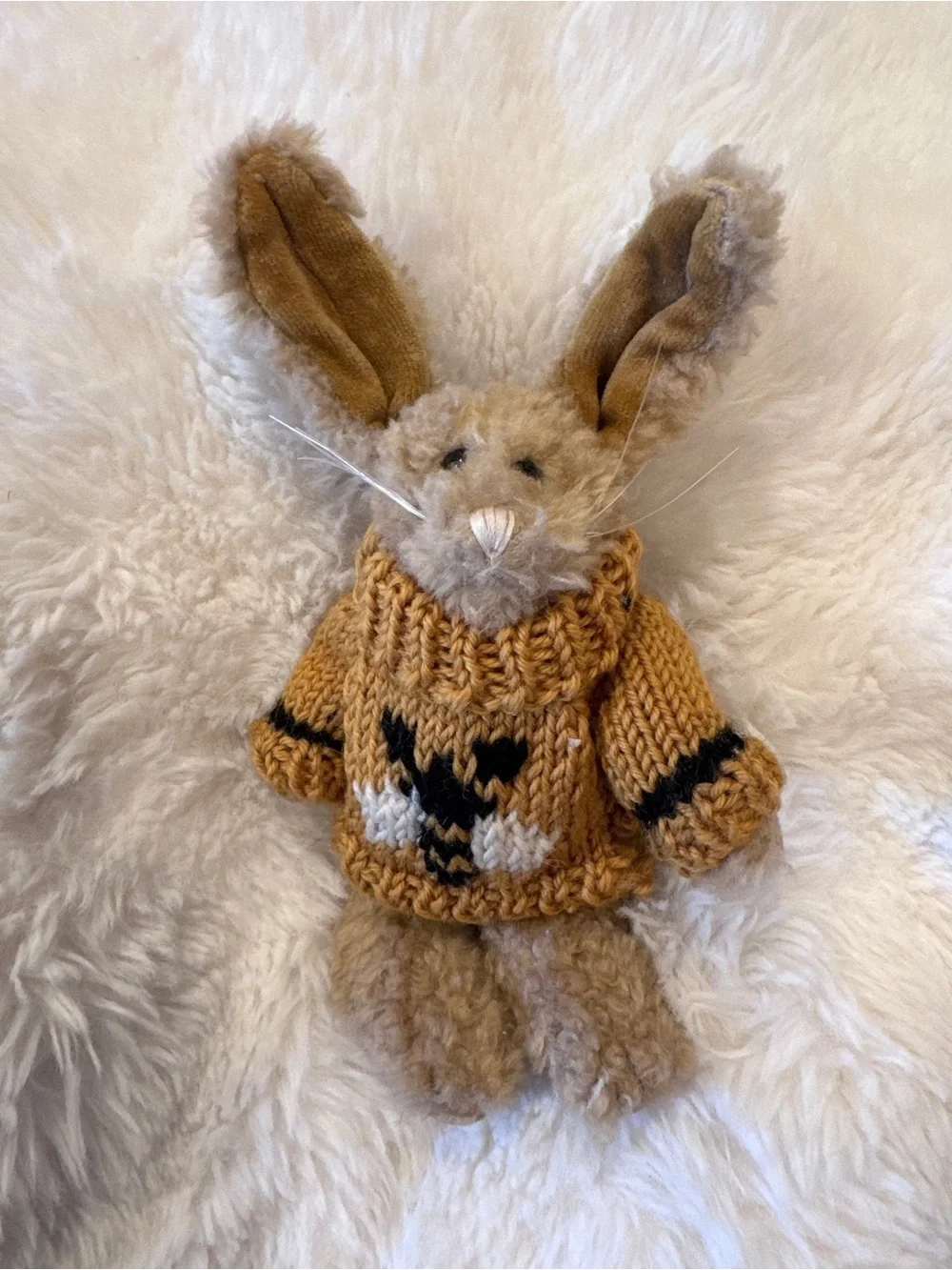 Boyd’s Bears Mini Plush Bunny and Bear Pair in Mustard Bee Sweaters 90’s
